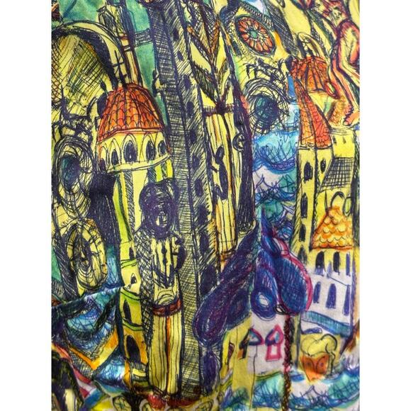 Weston blue/tan top, medium, whimsical, artisan, eclectic, colorful, maximalist - Picture 5 of 7